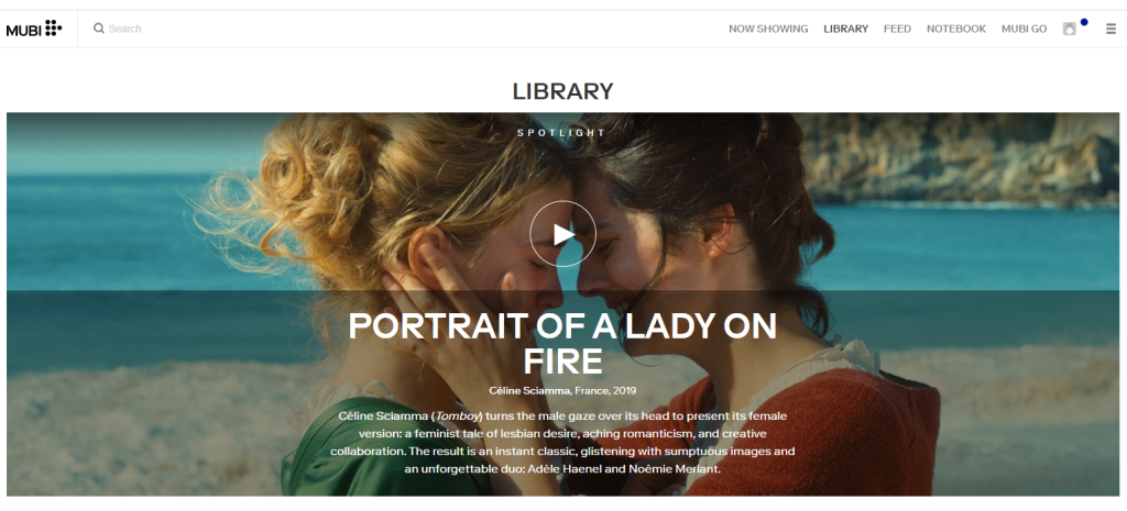 Portrait of a Lady On Fire available in the Mubi library